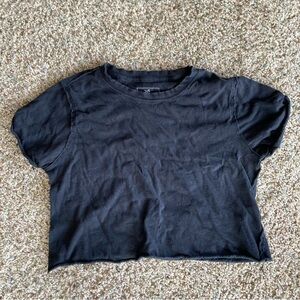 We The Free Classic Raw Edge Crop Top Black Sz XS